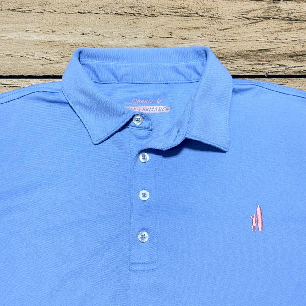 Johnnie-O Polo Shirt Mens Medium Blue Prep-Formance Golf Nuveen Investments